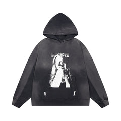 Enfants Riches Déprimés Tie-Dye Portrait Graphic Hoodie - Washed Black