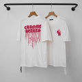 Chrome Hearts Melted Drip Cross Graphic Short Sleeve T-Shirt (White/Pink)