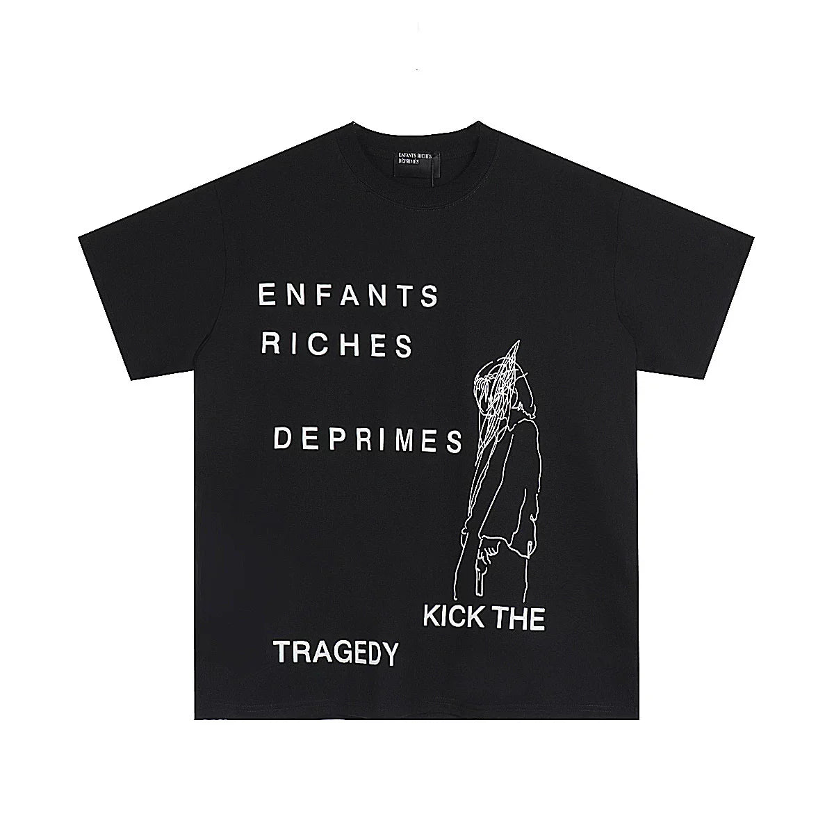 Enfants Riches Déprimés "Kick The Tragedy" Stacked Typography T-Shirt - Black