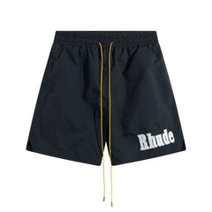 RHUDE Small Script Logo Drawstring Athletic Shorts - Black