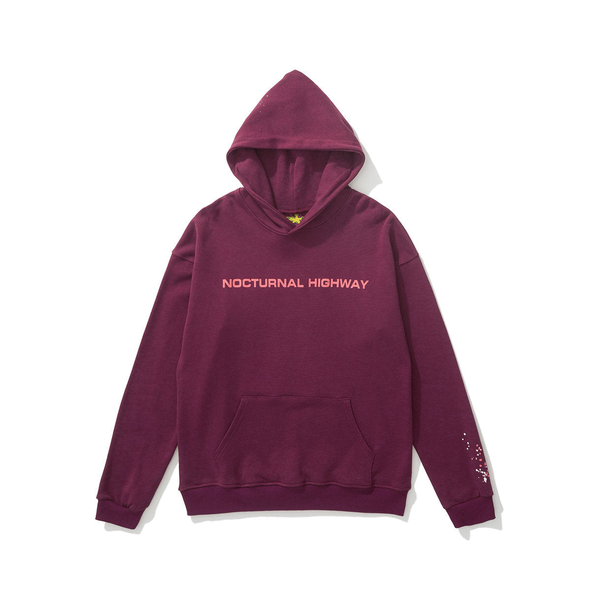 sp5der Nocturnal Highway Text Print Pullover Hoodie Plum Purple