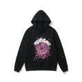 sp5der Pink Spiderweb Multicolor Star Pullover Hoodie Black