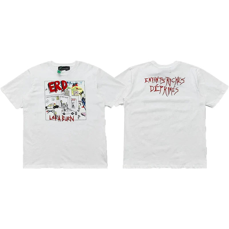 Enfants Riches Déprimés Graffiti Art & Red Back Branding T-Shirt - White