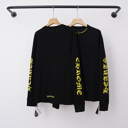 Chrome Hearts Yellow Gothic Script Collar & Sleeve Long Sleeve (Black)