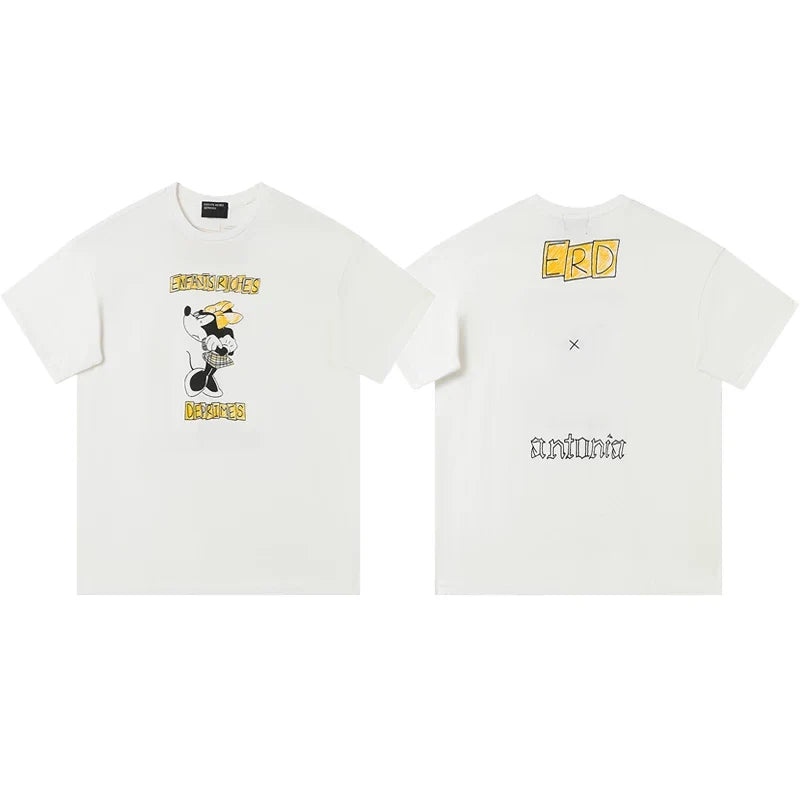 Enfants Riches Déprimés Cartoon Graphic & Back Yellow Tag T-Shirt - Cream