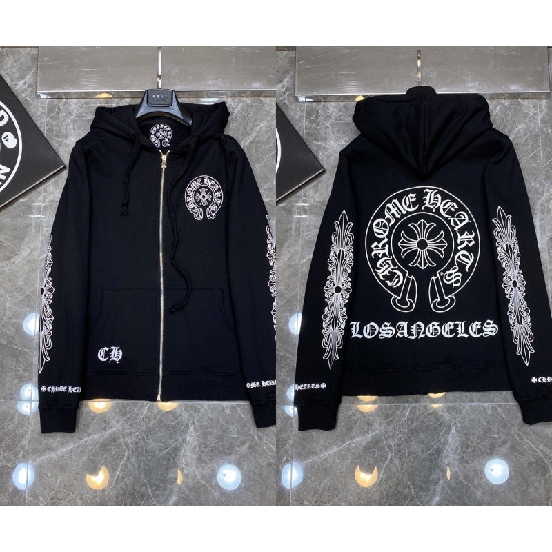 Chrome Hearts Los Angeles Horseshoe Zip-Up Hoodie (Black)