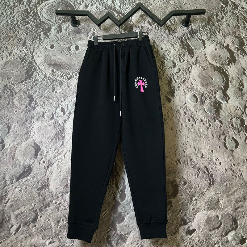Chrome Hearts Pink Cross Applique Lounge Pants (Black)