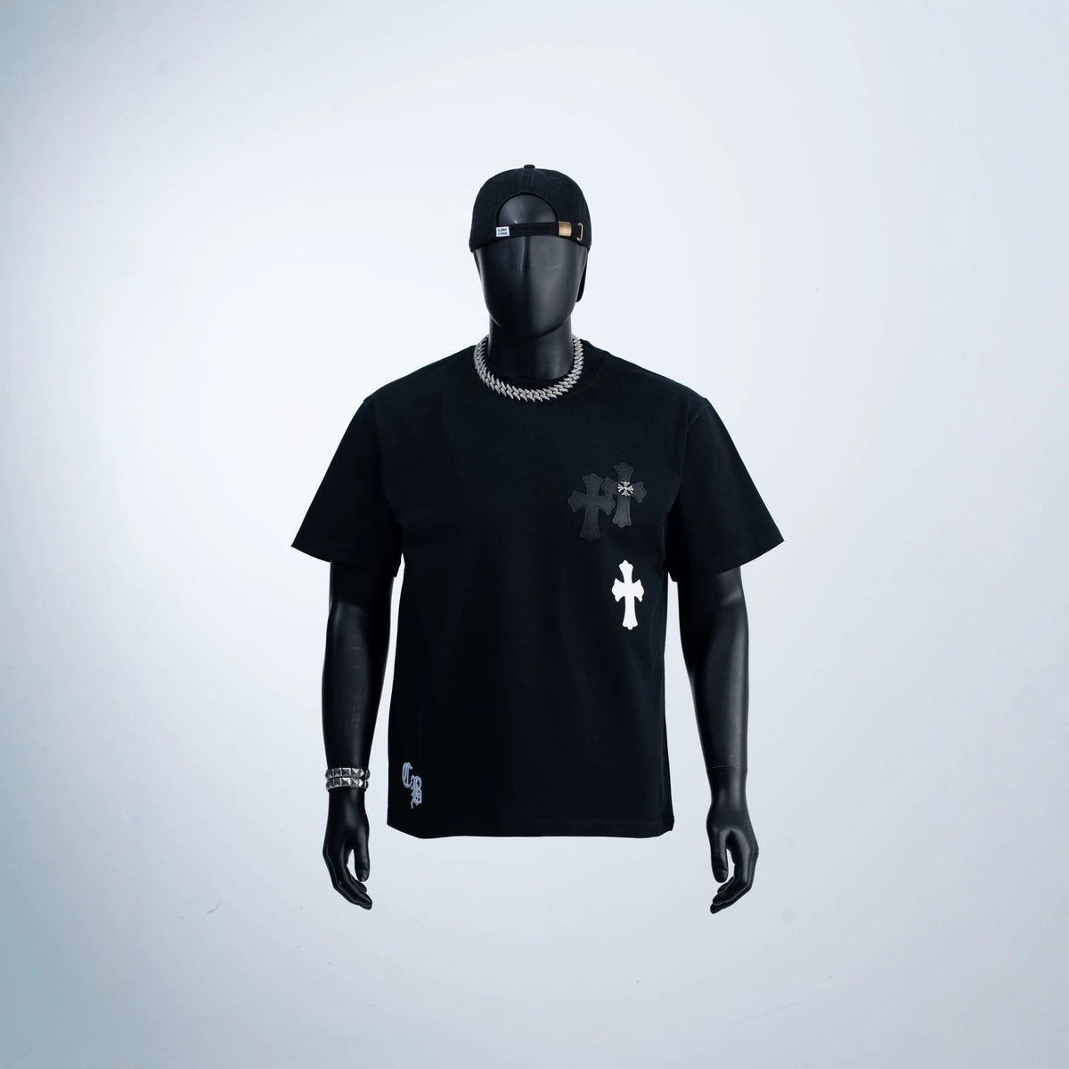 Chrome Hearts White Cross Logo Short Sleeve T-Shirt (Black)