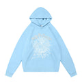 sp5der Grey Logo White Spiderweb Pullover Hoodie Baby Blue