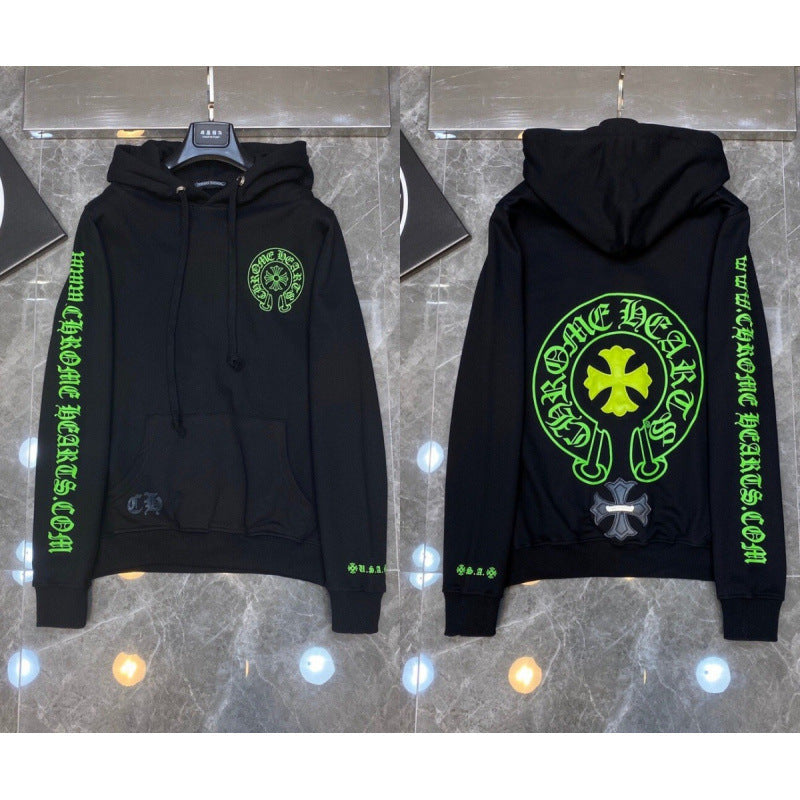 Chrome Hearts Neon Cross Horseshoe Zip-Up Hoodie (Black)