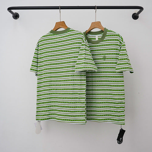 Chrome Hearts Monogram Striped Short Sleeve T-Shirt (Green)