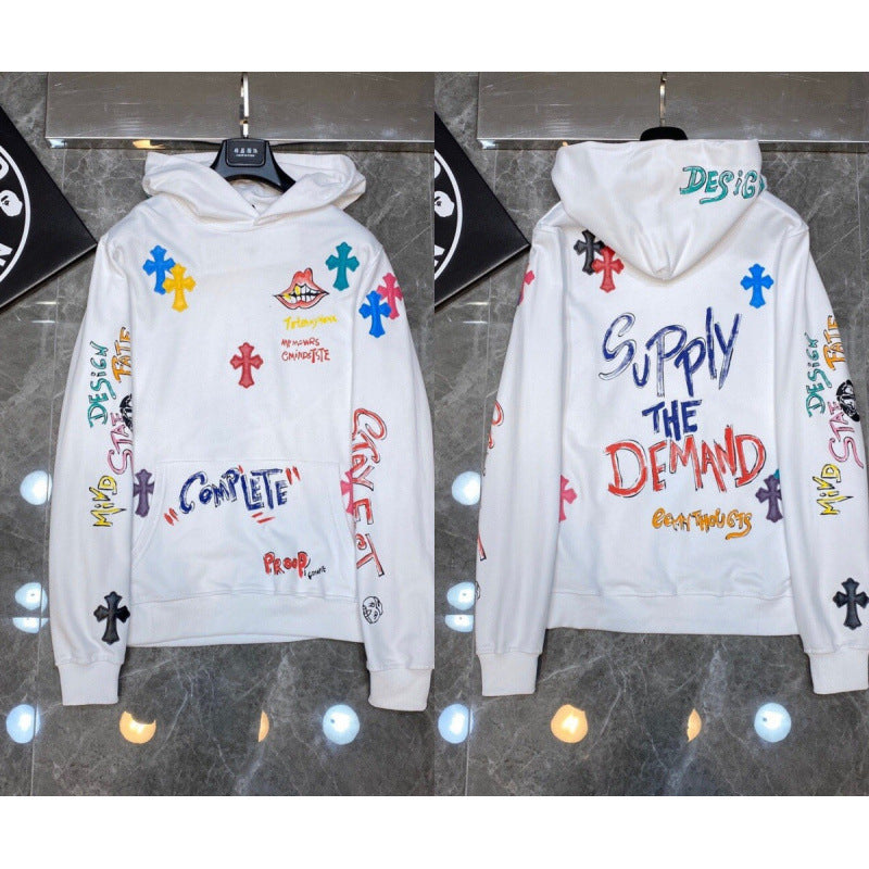 Chrome Hearts "Supply the Demand" Multi-Color Cross Hoodie (White)