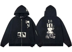 Enfants Riches Déprimés Multi-Art Photo Collage Zip-Up Hoodie - Black