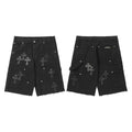 Chrome Hearts Black Heavy Wash & Tonal Cross Patch Denim Shorts