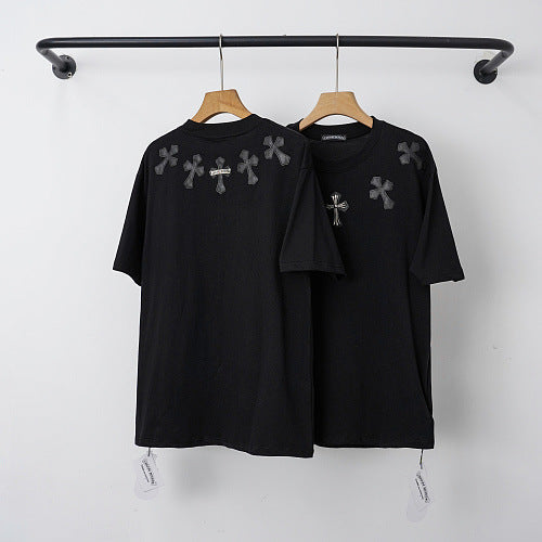 Chrome Hearts Collar Cross Print Short Sleeve T-Shirt (Black)