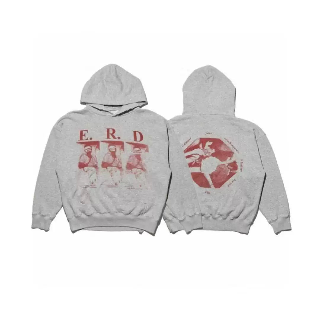 Enfants Riches Déprimés Red Military Graphic Hoodie - Light Grey