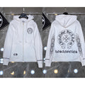 Chrome Hearts Los Angeles Horseshoe Zip-Up Hoodie (White)