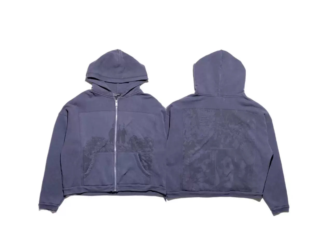 Enfants Riches Déprimés All-Over Monogram/Graphic Zip-Up Hoodie - Washed Dark Grey