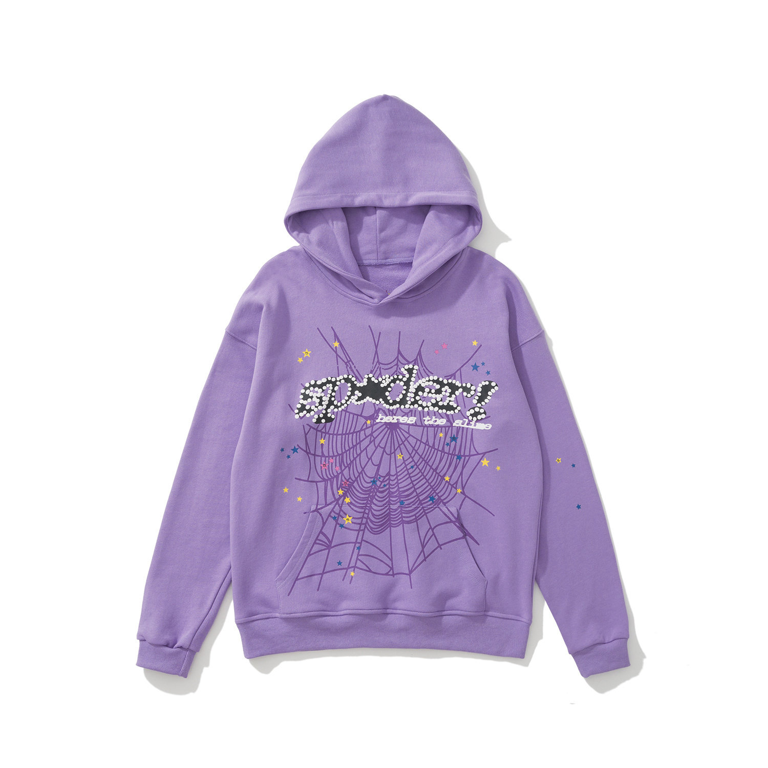 sp5der Spidery Web Star Print Pullover Hoodie Lavender Purple