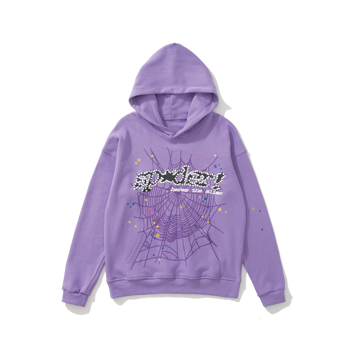 sp5der Spidery Web Star Print Pullover Hoodie Lavender Purple