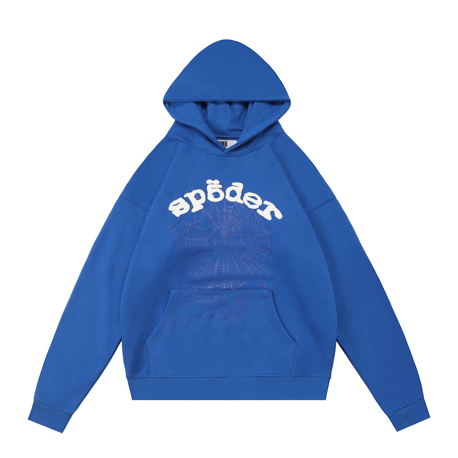 sp5der White Logo Purple Spiderweb Pullover Hoodie Royal Blue