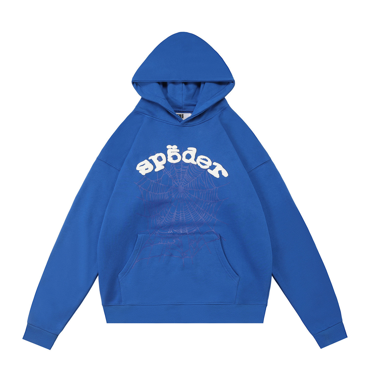sp5der White Logo Purple Spiderweb Pullover Hoodie Royal Blue