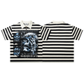 Majestik Striped Rhinestone Quarter-Zip Polo